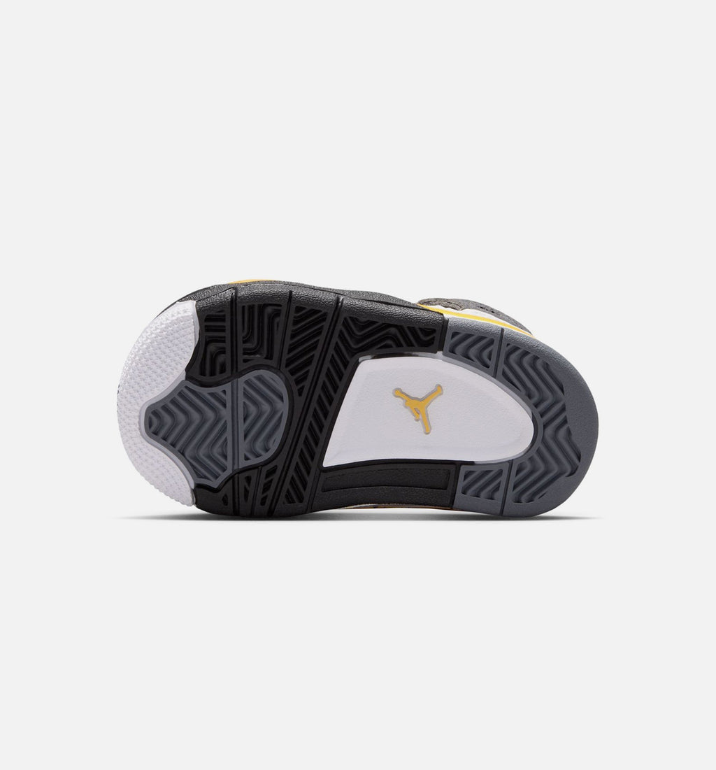Air Jordan 4 Retro Rare Air Tour Yellow Infant/Toddler Shoes - White Dark Blue Grey Black Tour Yellow