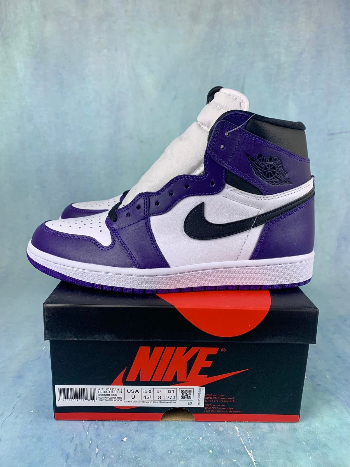 Air Jordan 1 High Court Purple 555088-500 Unisex Sneakers