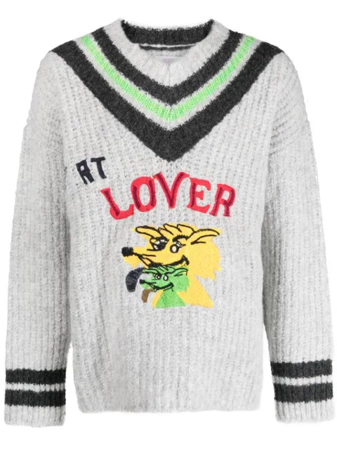 ERL embroidered V-neck jumper