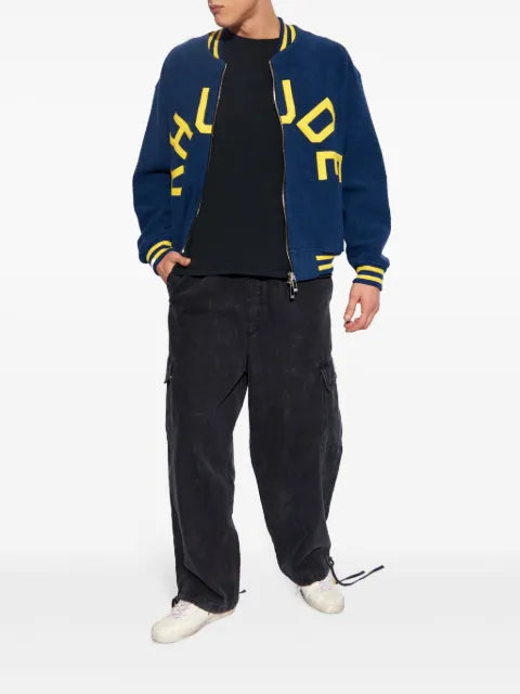 RHUDE logo-appliqué terry varsity jacket