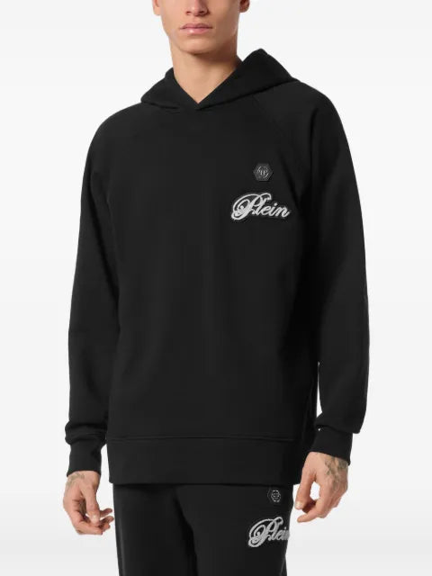 Philipp Plein logo-patch raglan-sleeve hoodie