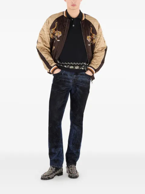 Roberto Cavalli tiger-embroidered quilted bomber jacket