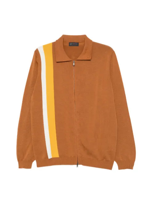 Kiton stripe-detail zip-up cardigan