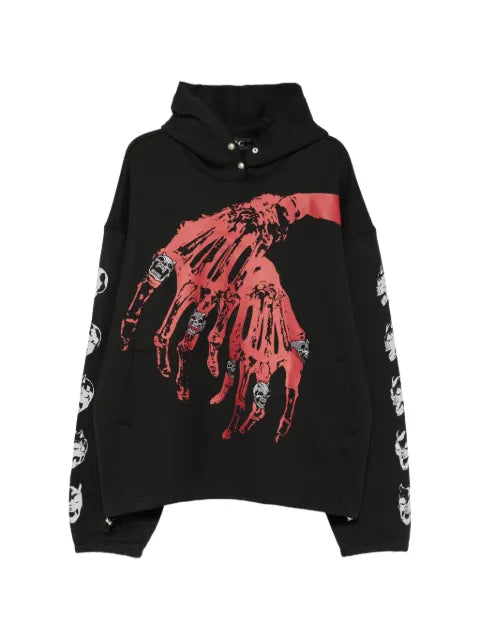 THUG CLUB graphic-print snap-button hoodie