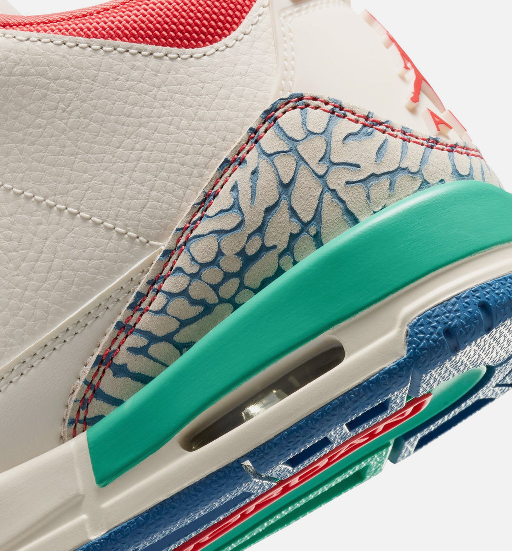 Air Jordan 3 Retro Play Your Way Big Kids' Sneakers - Chalk White / Red / True Blue / Green