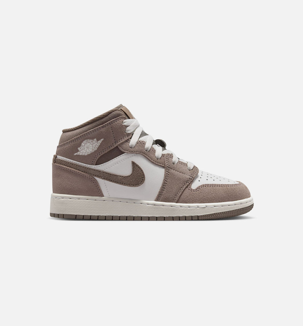 Air Jordan 1 Mid Youth Lifestyle Sneakers - Enigma Stone/Olive Grey/Summit White