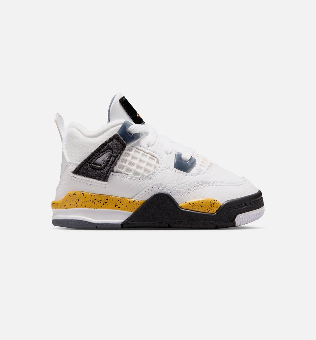 Air Jordan 4 Retro Rare Air Tour Yellow Infant/Toddler Shoes - White Dark Blue Grey Black Tour Yellow
