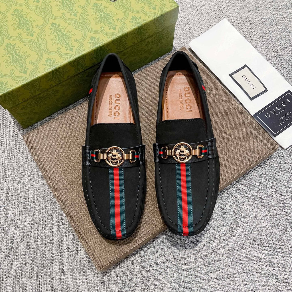 Gucci Black Stripe Driving Shoes