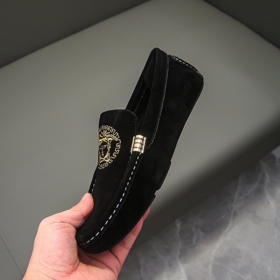 Versace Black Gold-Tone Hardware Loafers
