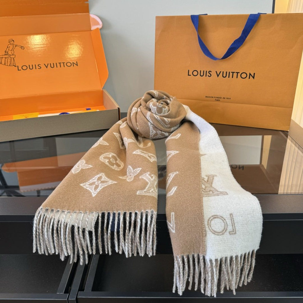 Louis Vuitton Reversible Fringed Scarf