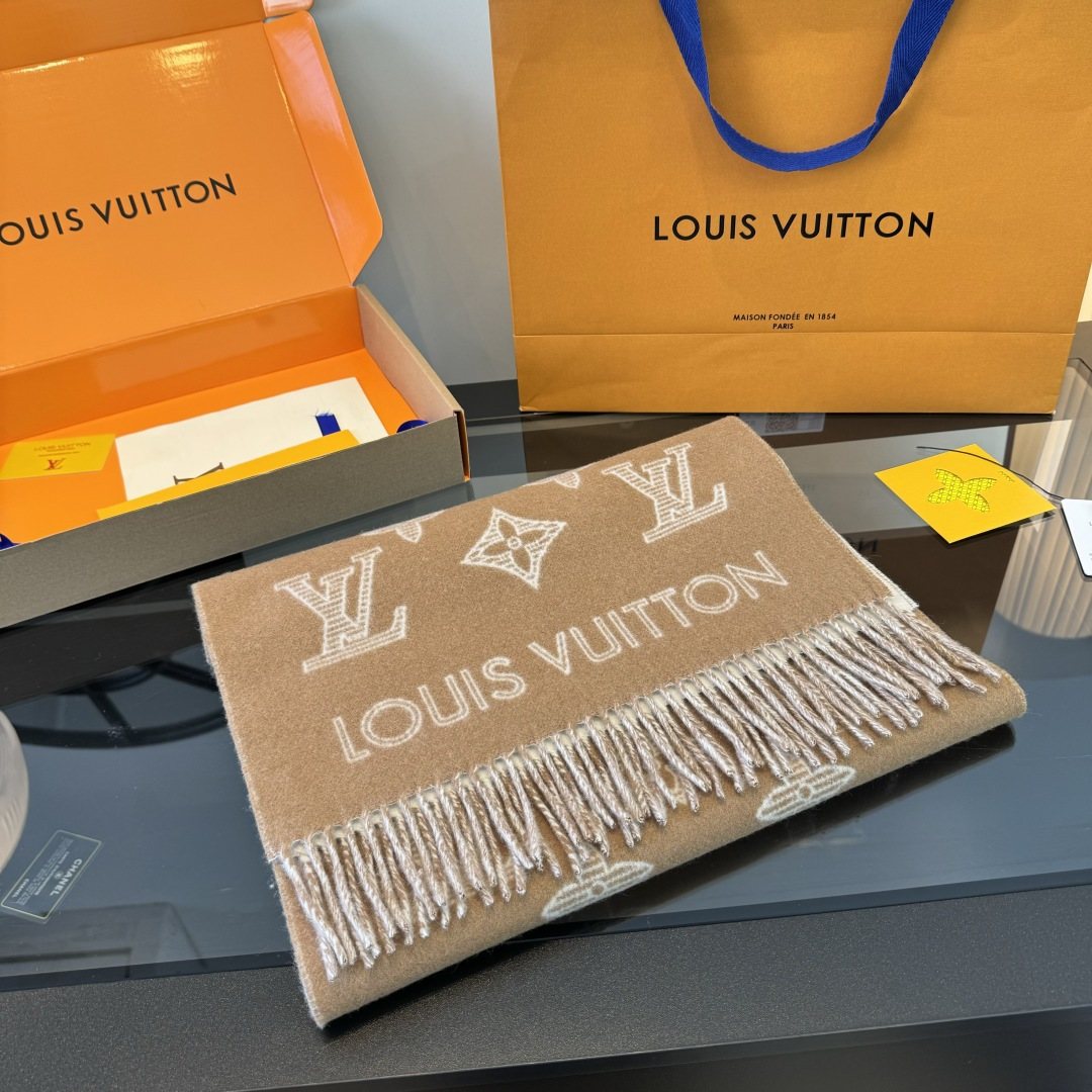 Louis Vuitton Reversible Fringed Scarf