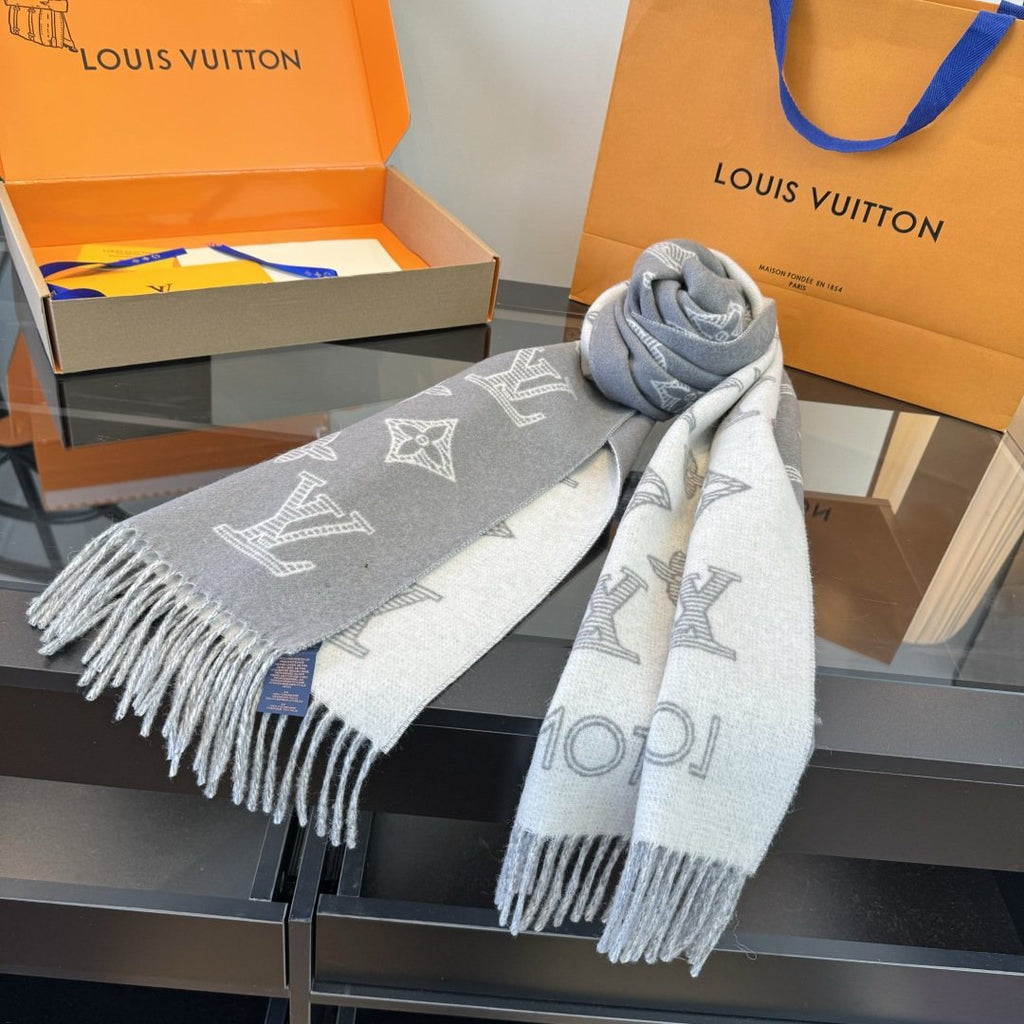 Louis Vuitton Reversible Fringed Scarf