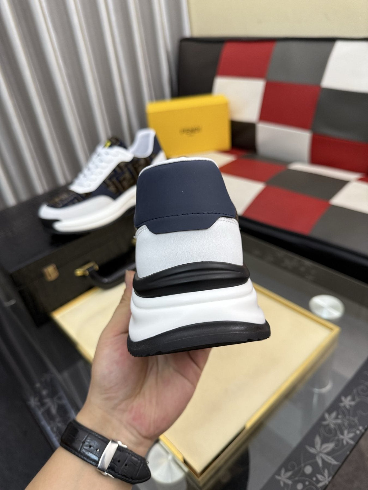Fendi Men's Patterned Panel Sneakers