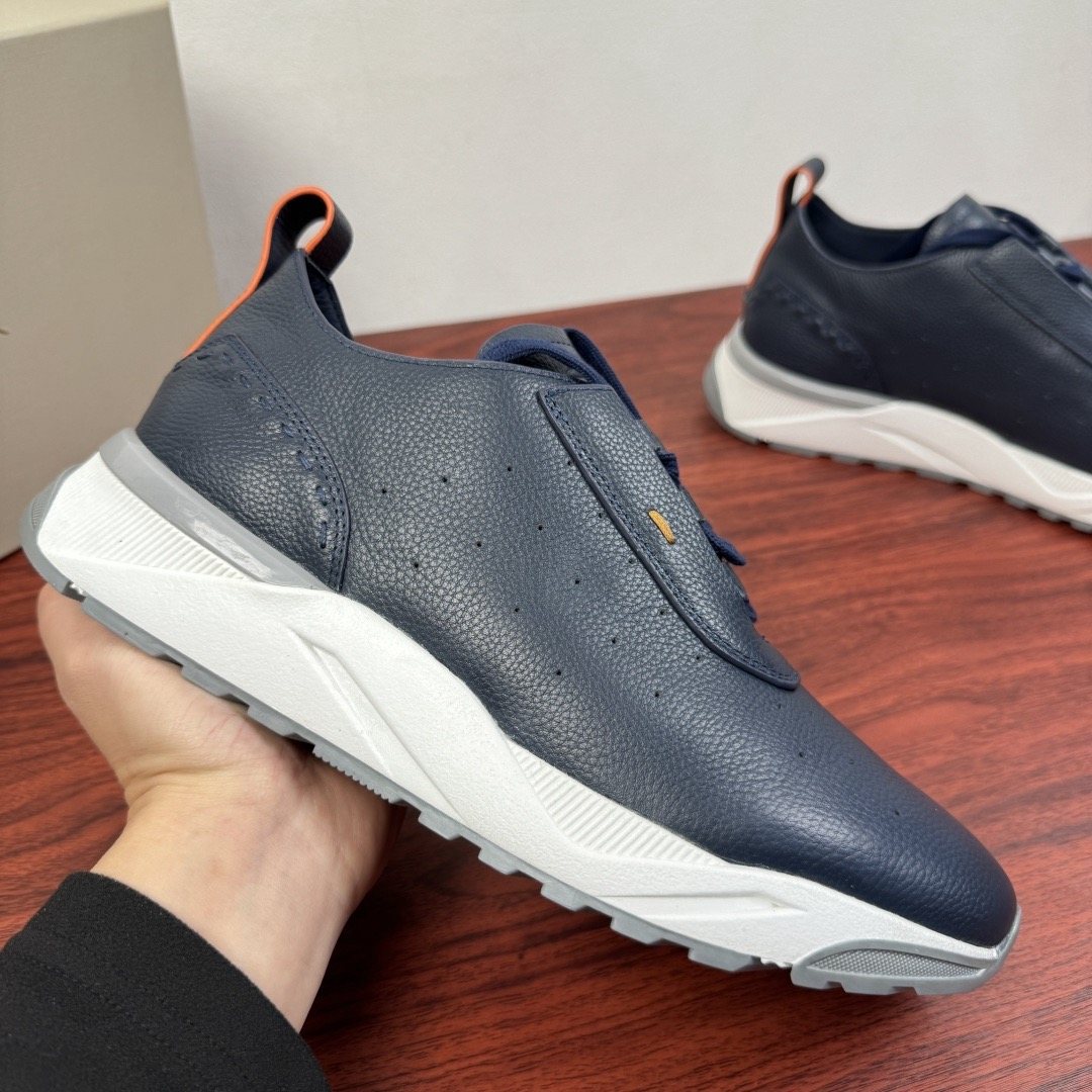 Santoni Men's Perforated Leather Low-Top Sneakers