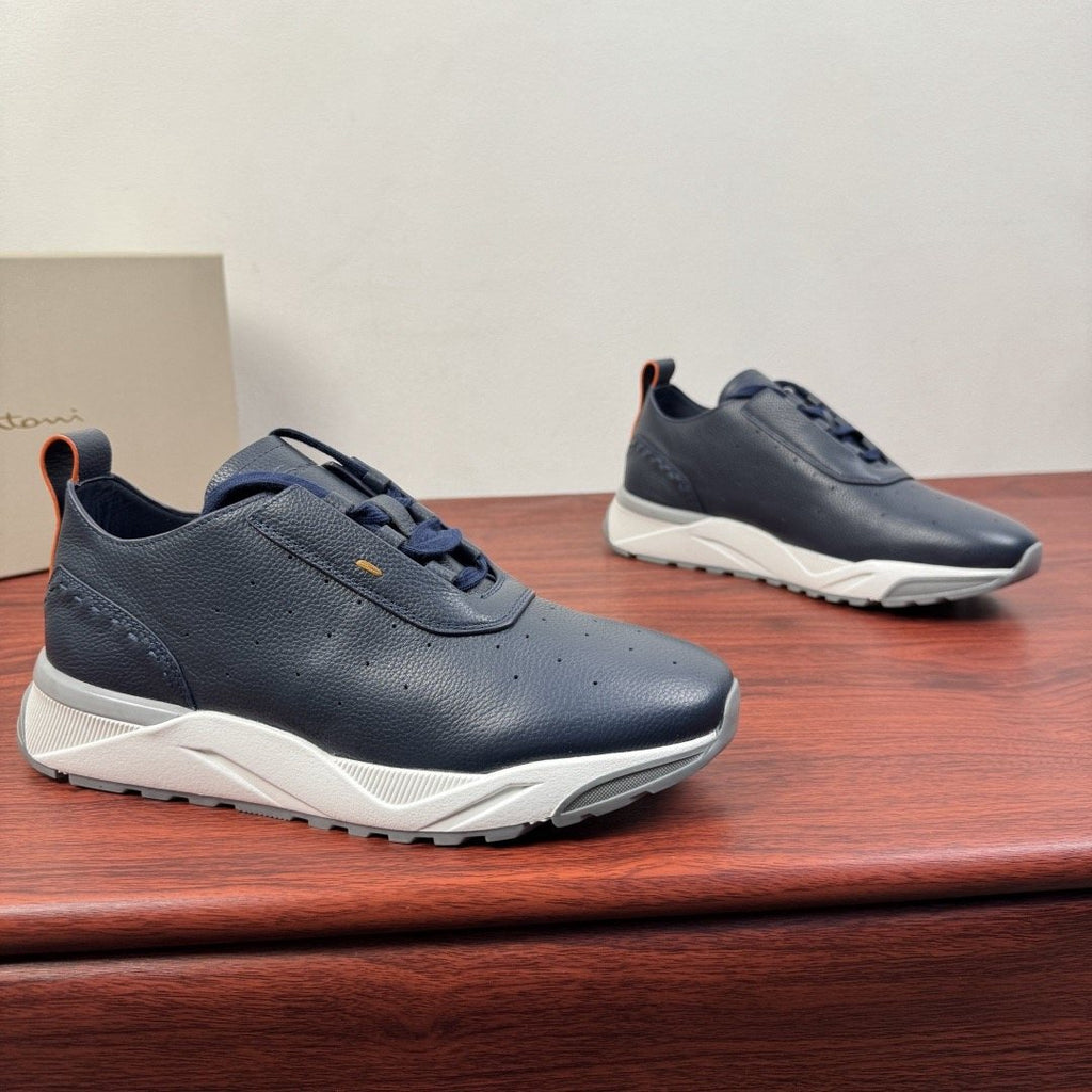 Santoni Men's Perforated Leather Low-Top Sneakers