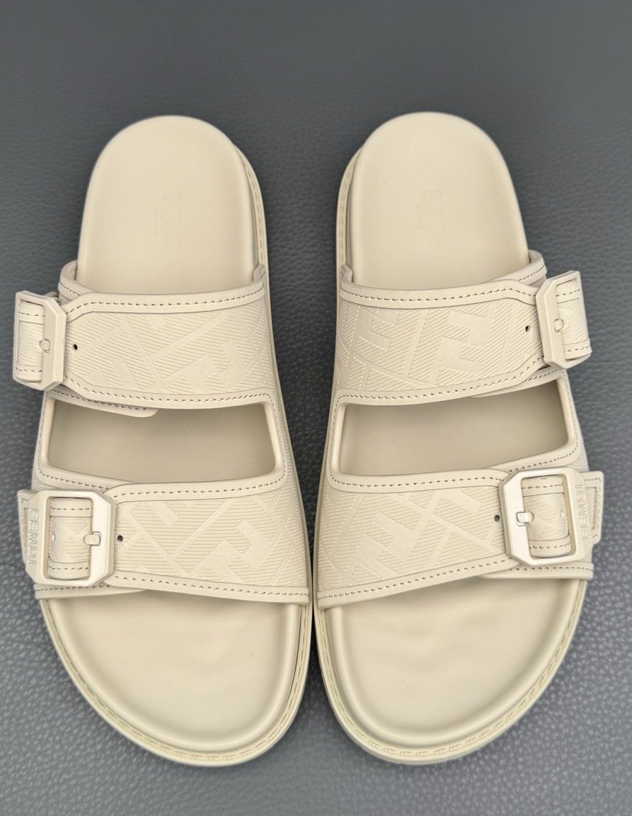 Fendi Two-Buckle Slide Sandals